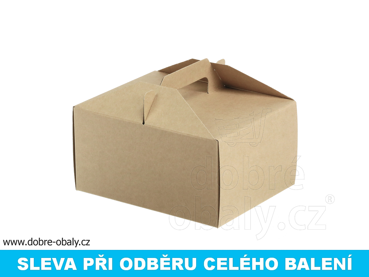 Krabička na výslužky KRAFT 19,5 x 15 x 9,5 cm hnědá, výhodné balení