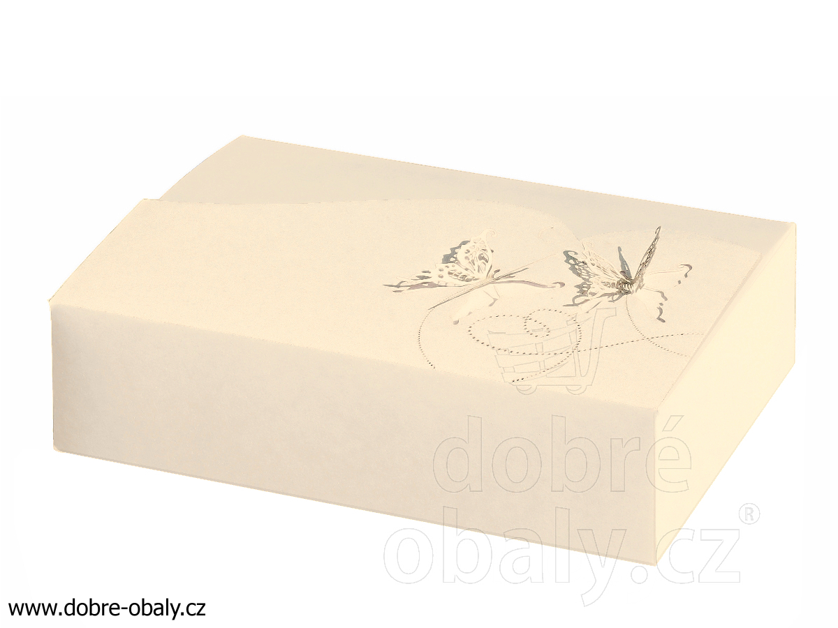 Krabička na zákusky s motýlky MALÁ perleťová zlatá