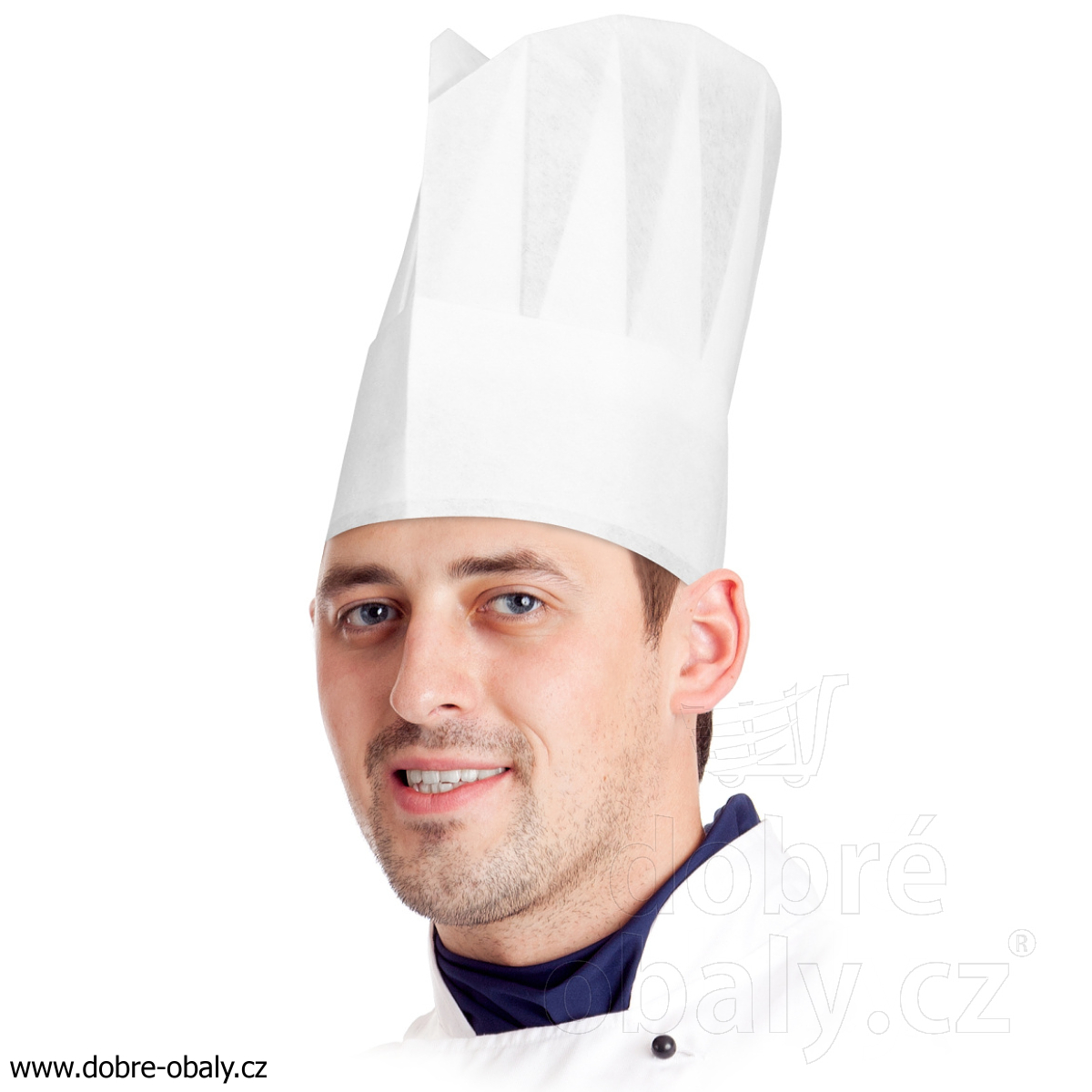 Kuchařská čepice vysoká 23 cm BÍLÁ HACCP, 10 ks