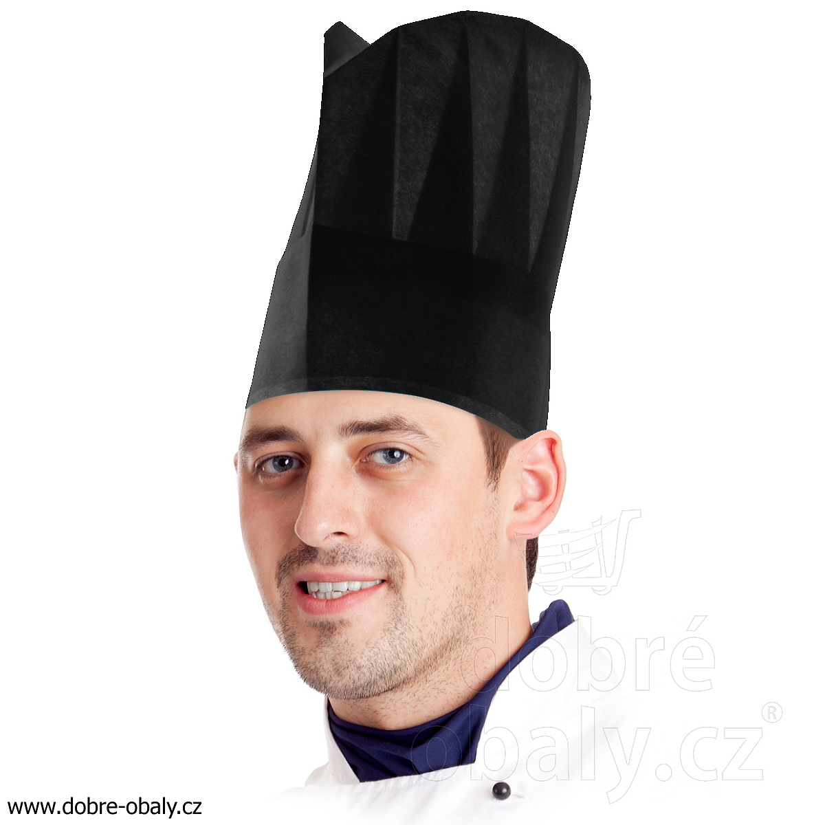Kuchařská čepice vysoká 23 cm ČERNÁ HACCP, 10 ks