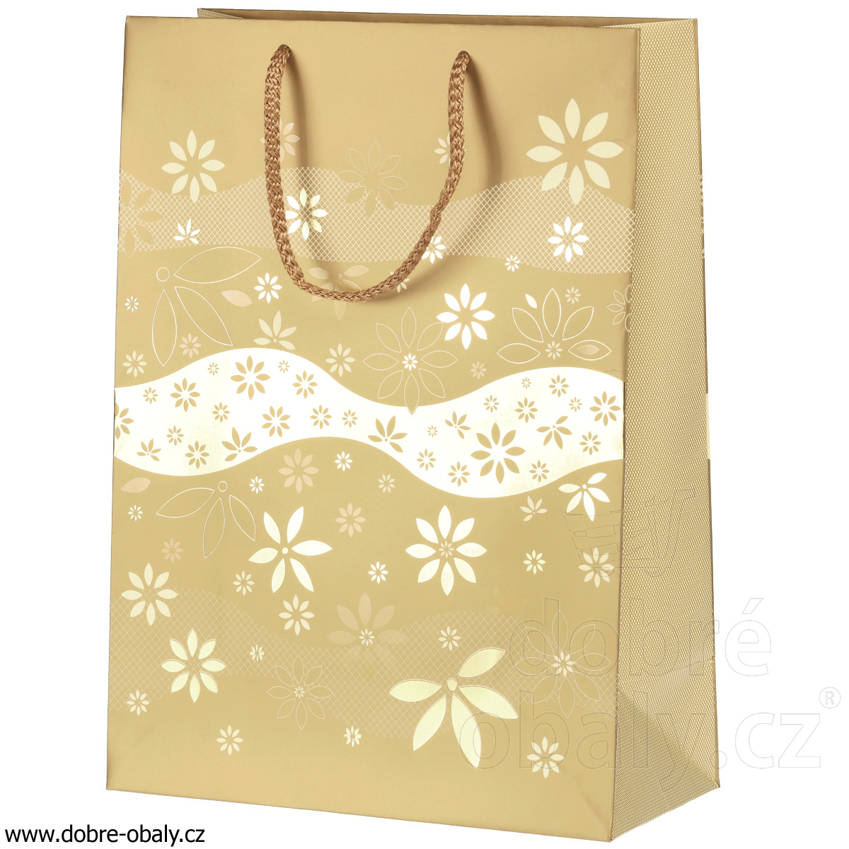Luxusní dárková papírová taška L zlatá 20950