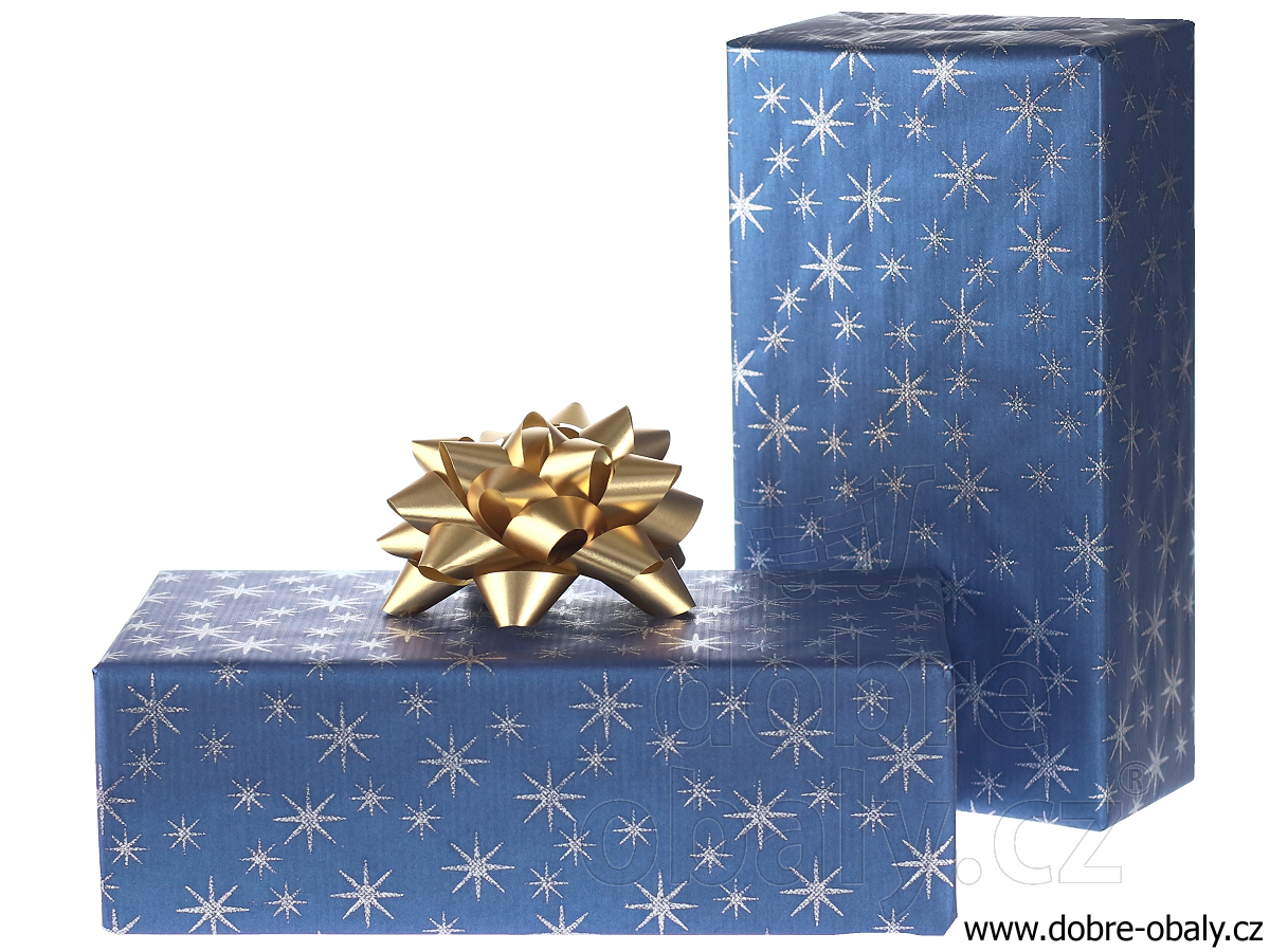 Luxusní dárkový balicí papír TWINKLING STARS modrý