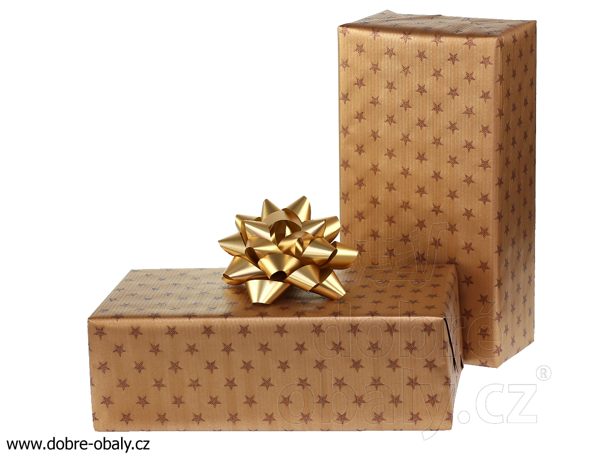 Luxusní vánoční balicí papír v roli STARS bronzový