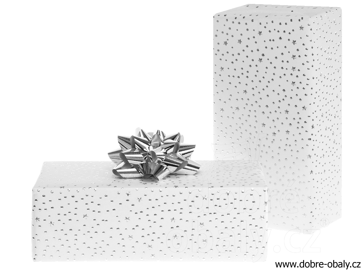 Luxusní vánoční papír White Christmas - silver point