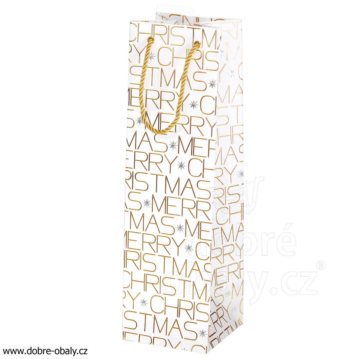 Luxusní vánoční papírová taška na víno - white christmas