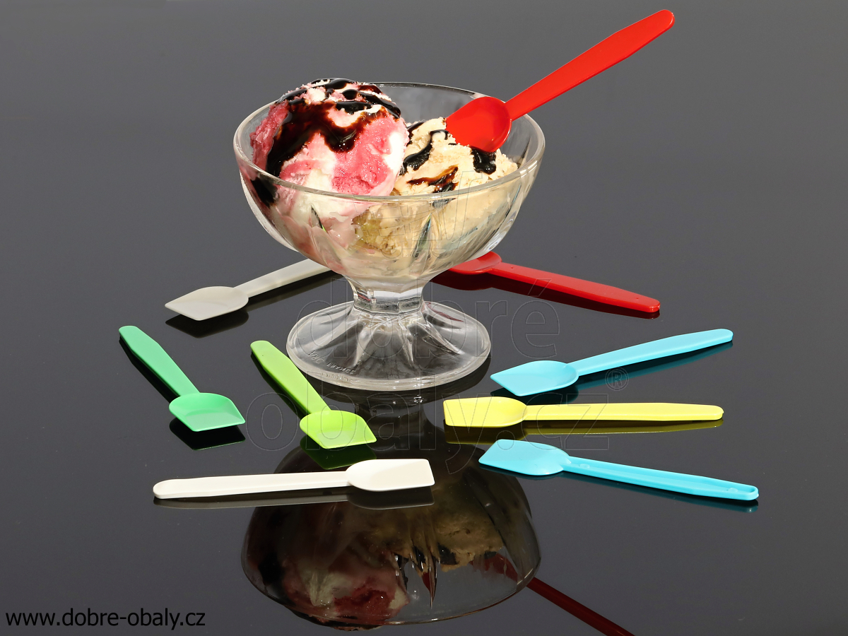 Lžička zmrzlinová plastová PS 92 mm barevná, 1000ks