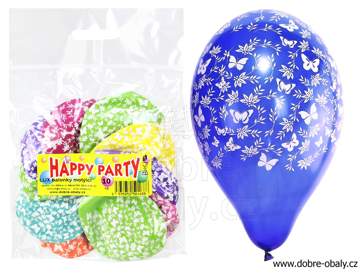 Nafukovací balónky s potiskem MOTÝLKŮ, 10 ks Happy-Party