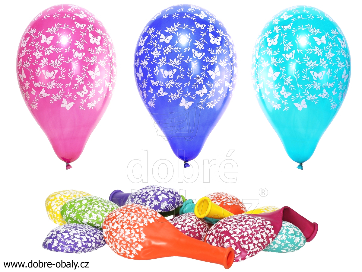 Nafukovací balónky s potiskem MOTÝLKŮ, 100ks