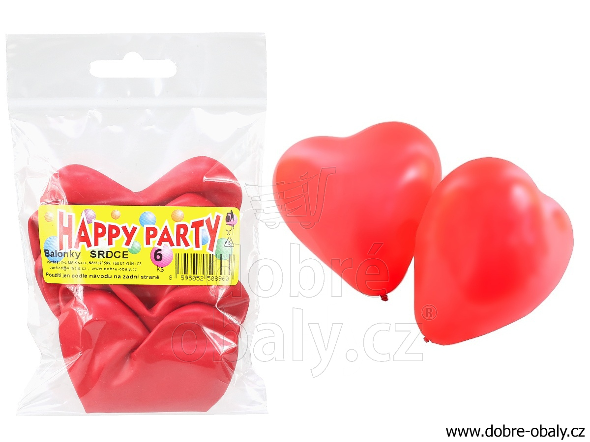 Nafukovací balónky SRDCE, 6ks Happy Party