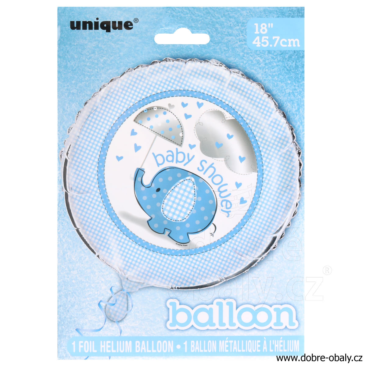 Nafukovací fóliový balónek MODRÝ SLON kulatý