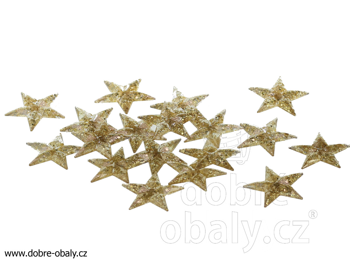 Nalepovací hvězdičky s glittry ZLATÉ, 18 ks 
