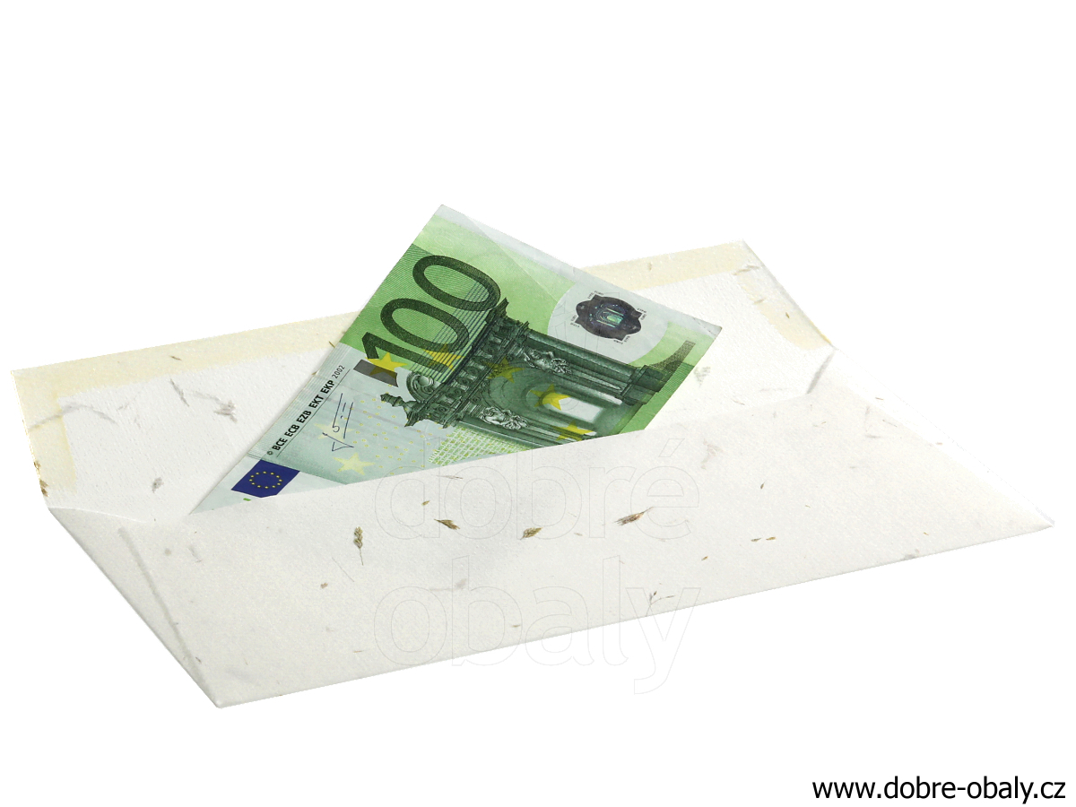 Obálka na peníze z ručního papíru s příměsí travin