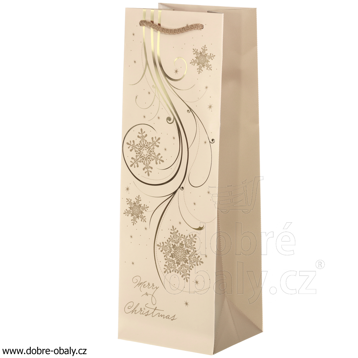 Papírová taška na víno LUX - KRÉMOVÁ text 48626, výhodné balení