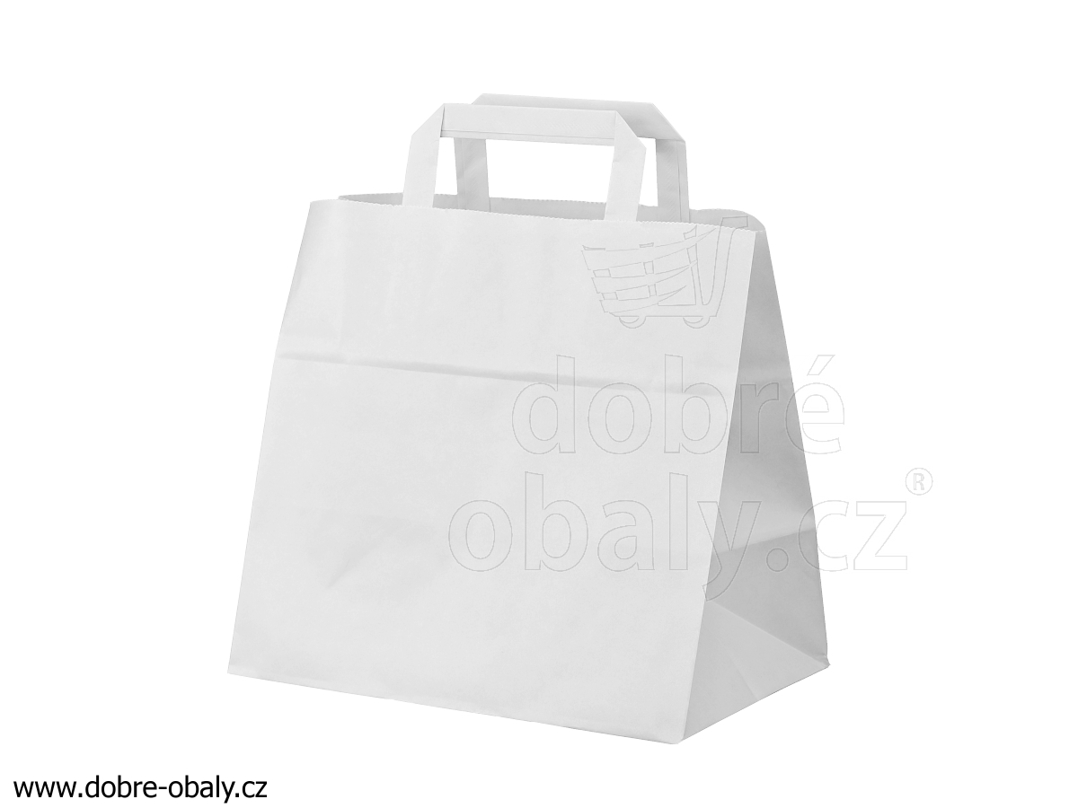 Papírová taška TakeAway bez tisku BÍLÁ 260x175x245 mm 
