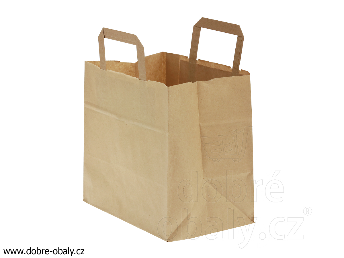 Papírová taška TakeAway bez tisku PŘÍRODNÍ 260x175x245 mm
