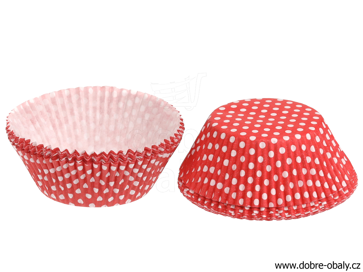 Papírové košíčky na muffiny PUNTÍKY červené 50x30mm, 40ks
