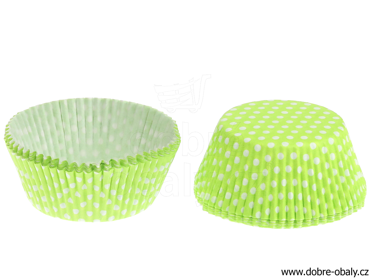 Papírové košíčky na muffiny PUNTÍKY žlutozelené 50x30mm, 40ks