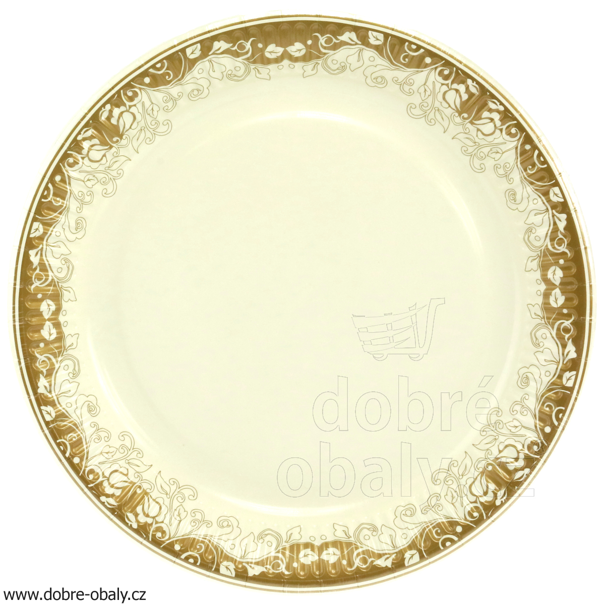 Papírové potištěné talíře 23 cm Daisy zlatý ornament, 8 ks