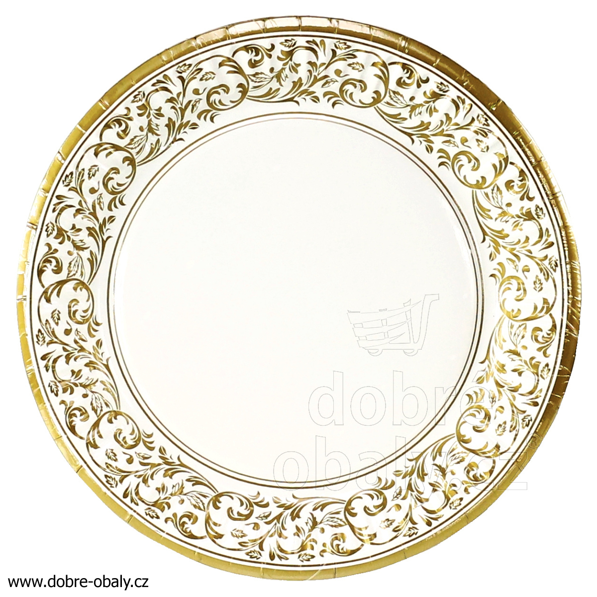 Papírové potištěné talíře 23 cm Maki zlatý ornament, 8 ks