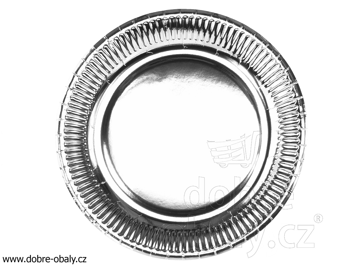 Papírové talíře 23 cm MAKI 005500 stříbrné, 8 ks