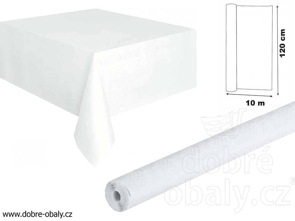 Papírový ubrus bílý 10 m x 1,20m rolovaný