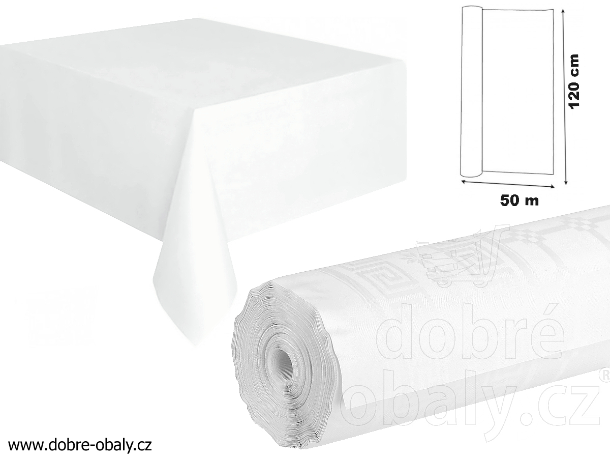 Papírový ubrus bílý 50 m x 1,18 m - role