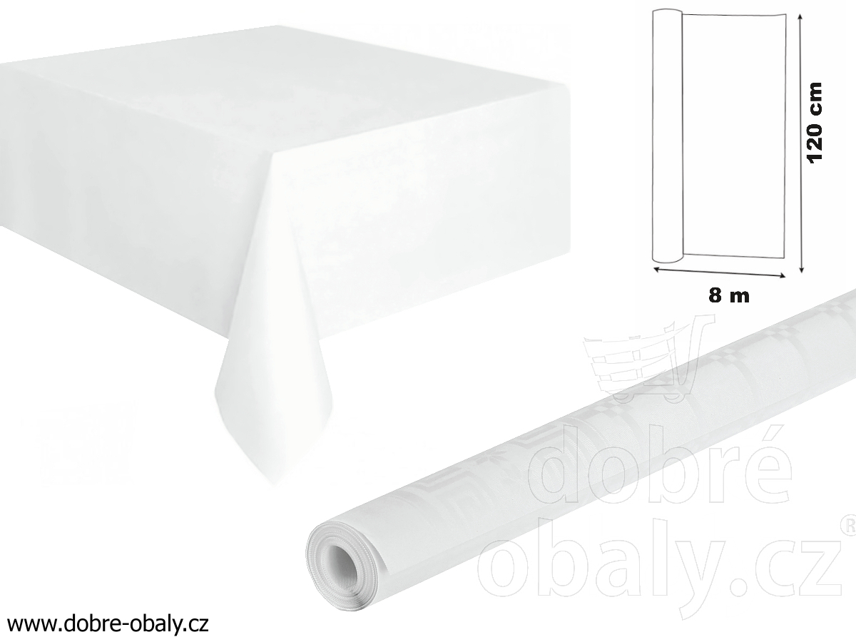 Papírový ubrus bílý 8 m x 1,20m - role