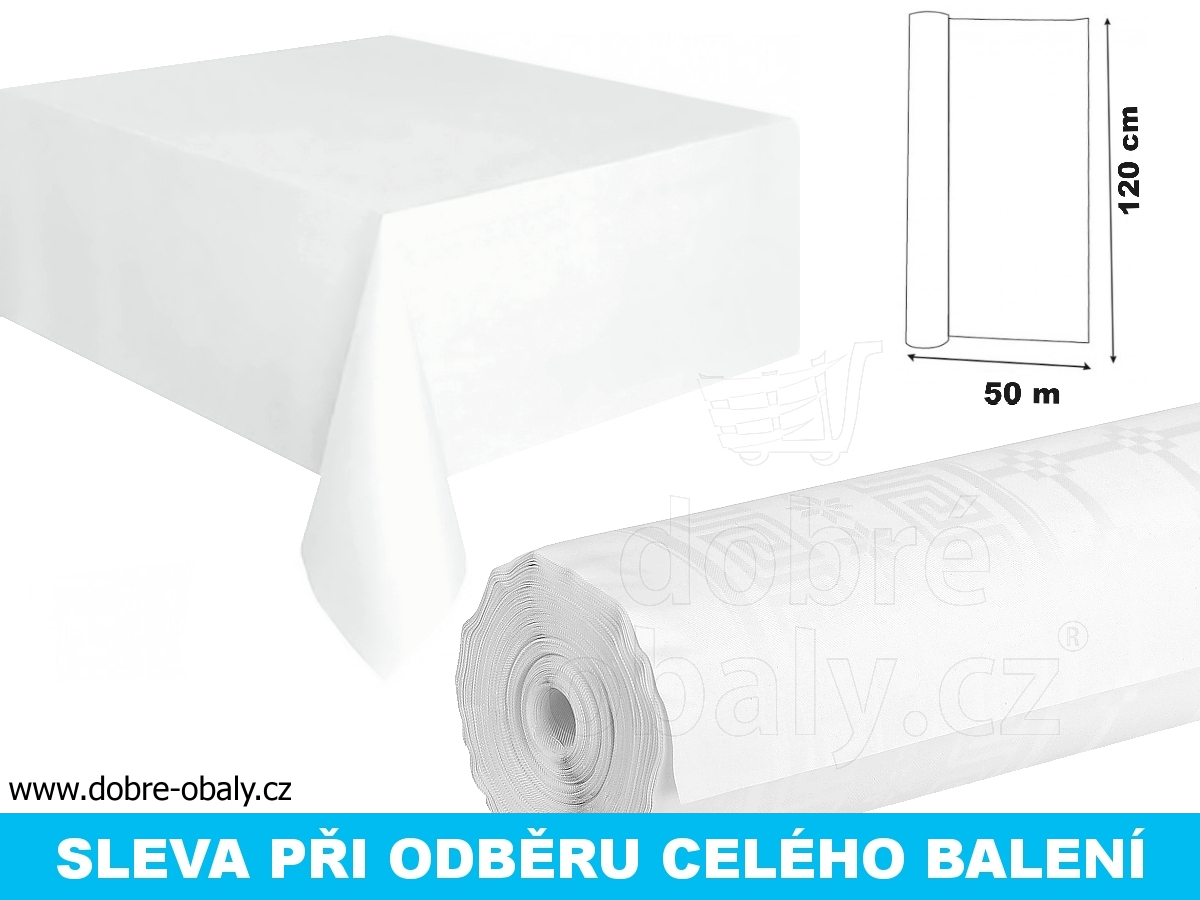 Papírový ubrus extra bílý 50 m x 1,2m - role - výhodné balení