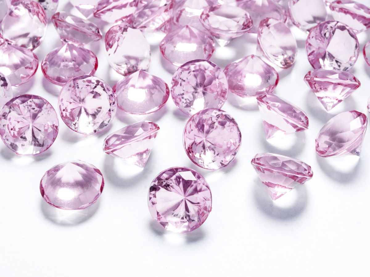 Plastové broušené diamanty RŮŽOVÉ 20 mm, 10 ks