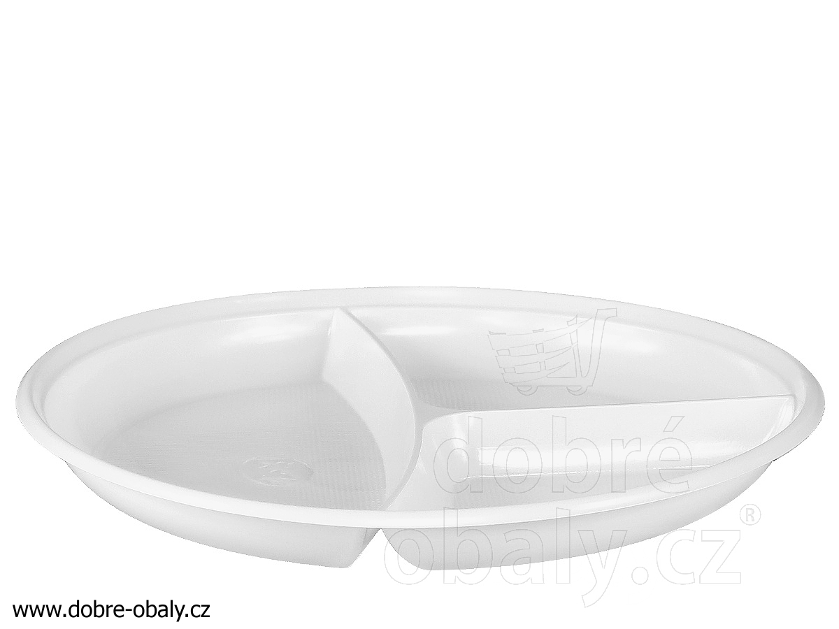 Plastové talíře mělké bílé 3-dílné 220 mm PS