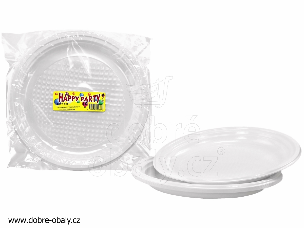 Plastové talíře mělké PS 220 mm BÍLÉ, 10ks