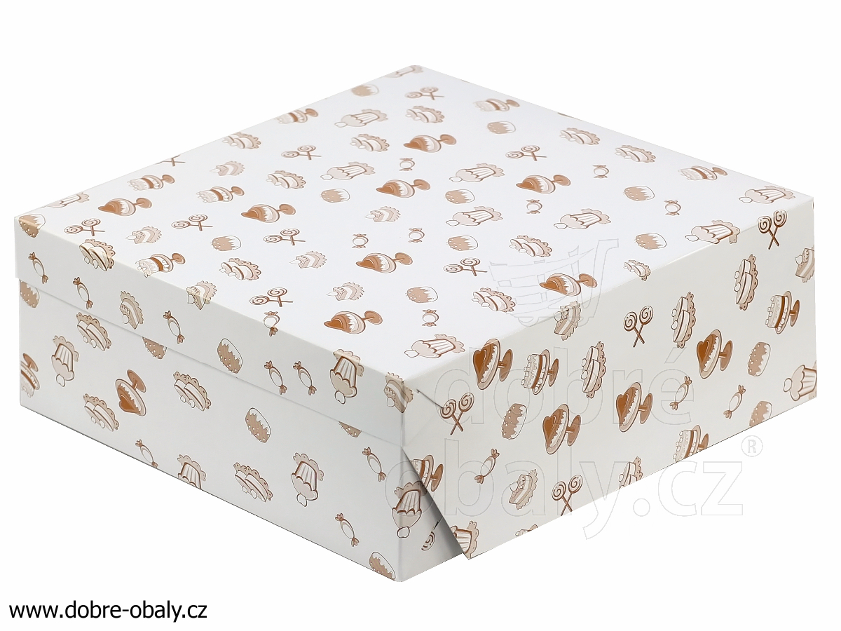 Potištěná krabice na dorty 28x28x11 cm