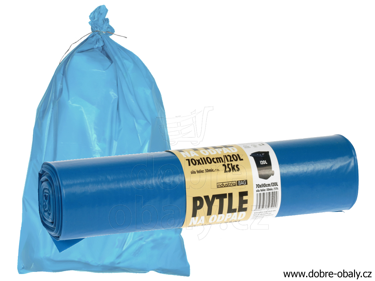 Pytle na odpad 120 l, 70x110cm 50y modré 25ks/role