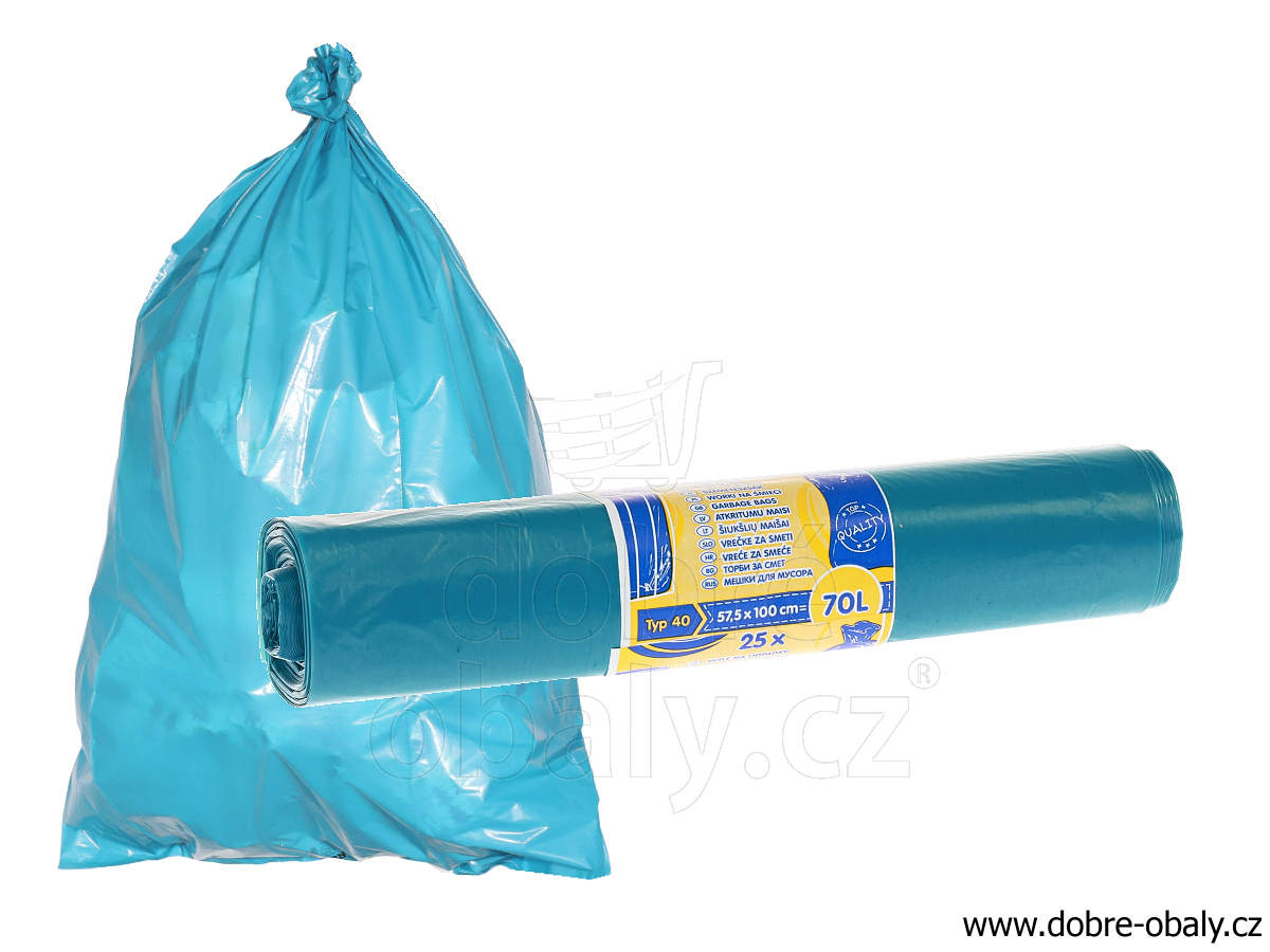 Pytle  na odpad 70 l 57,5x100 cm 40y modré 25ks/role