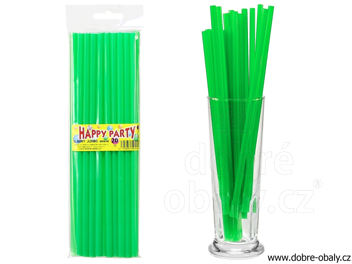 Slámky JUMBO zelené, 20 ks Happy Party
