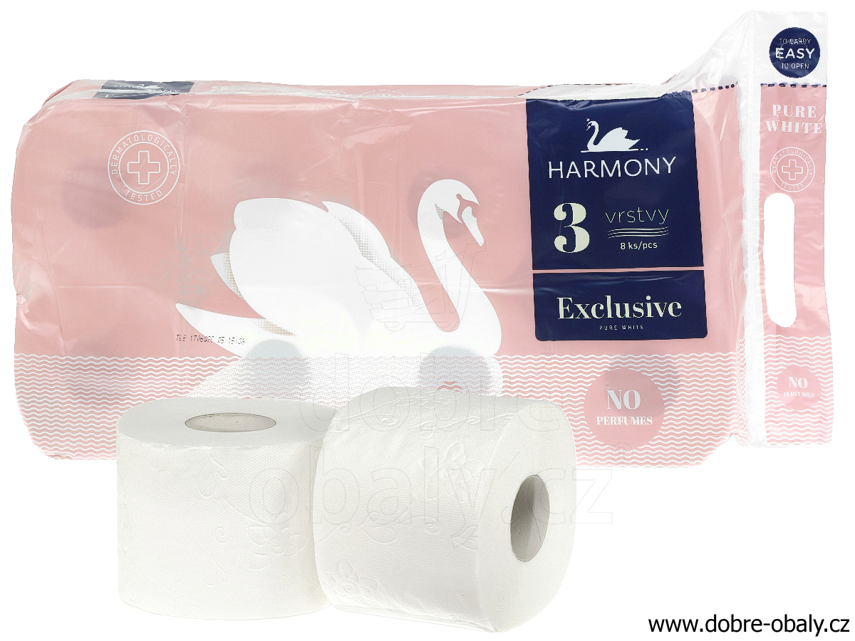 Toaletní papír Harmony PURE WHITE 3 vrstvý extra bílý, 8 ks