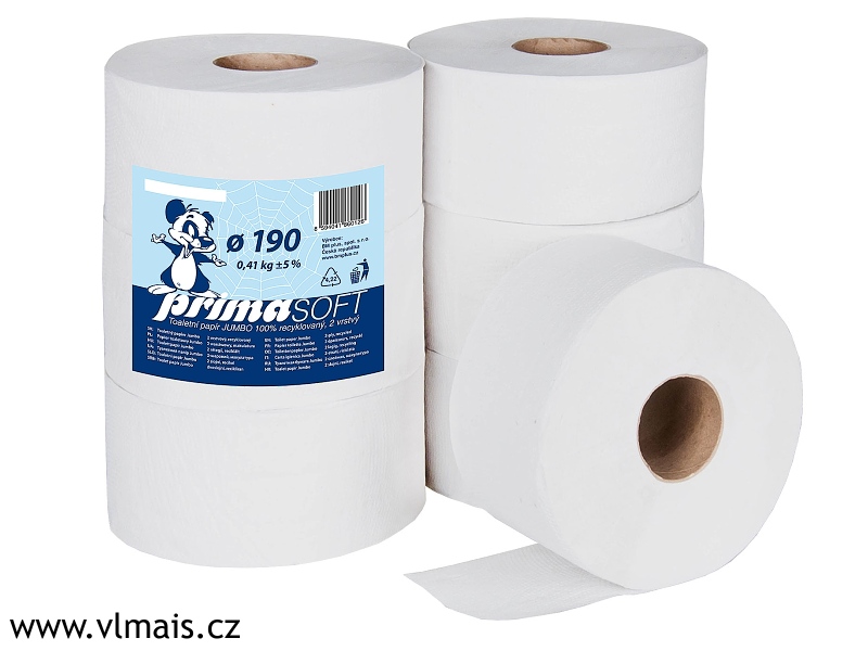 Toaletní papír jumbo STANDARD 19cm 2vrstvý bělený