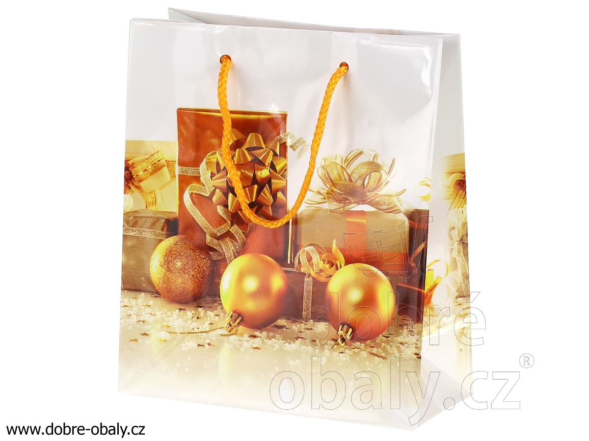 Vánoční dárková taška M - zlaté balíčky