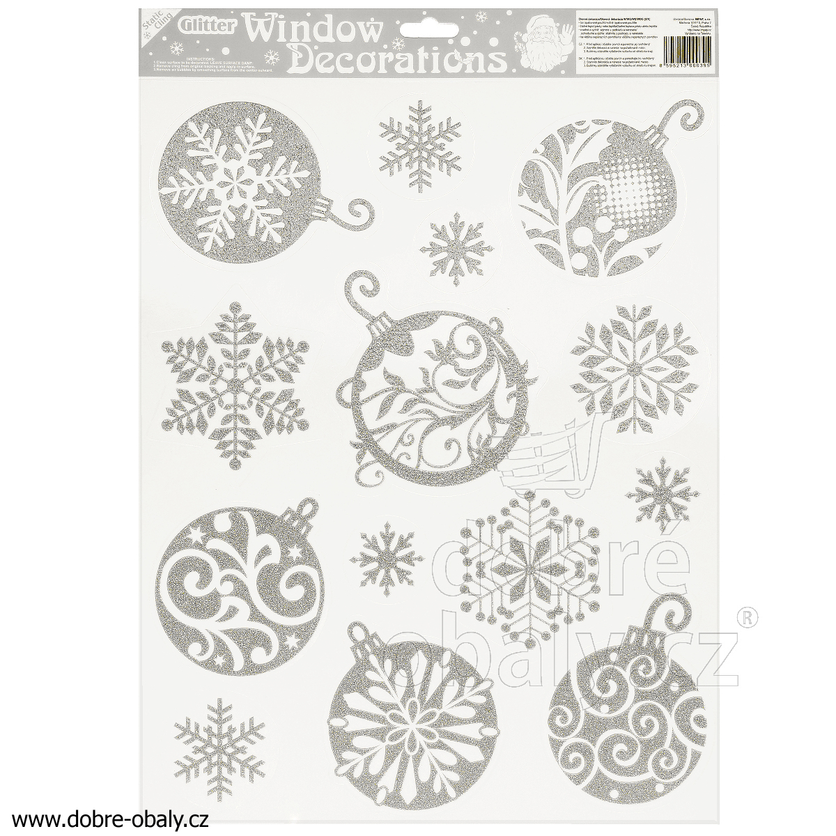 Vánoční dekorace na okno A3 stříbrná 13
