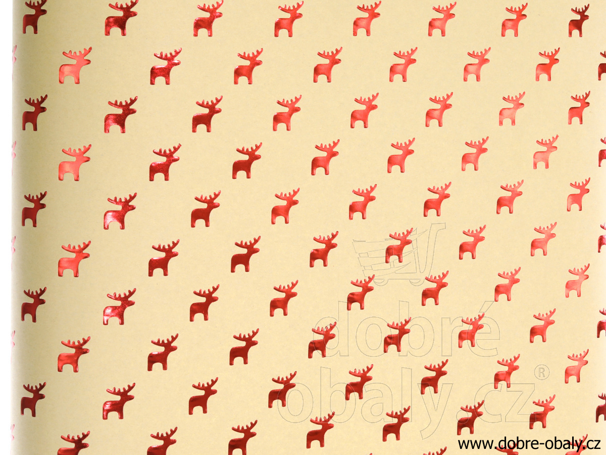 Vánoční kraftový papír SHINING MOMENTS - červený sob