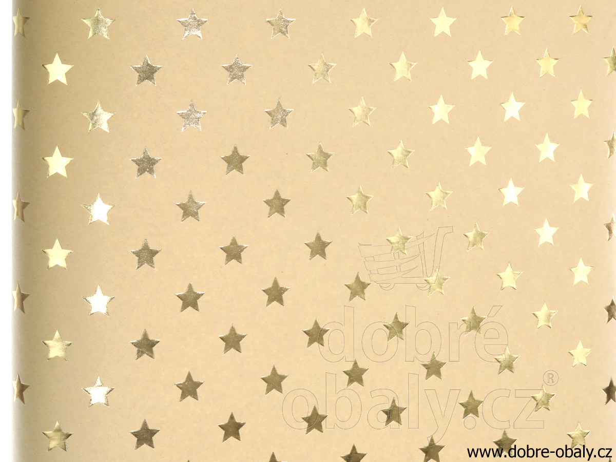 Vánoční kraftový papír SHINING MOMENTS - zlaté hvězdy