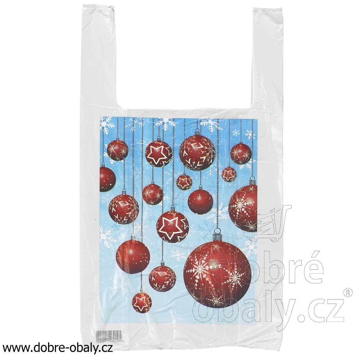 Vánoční mikrotenová taška s potiskem BAŇKY, 100 ks