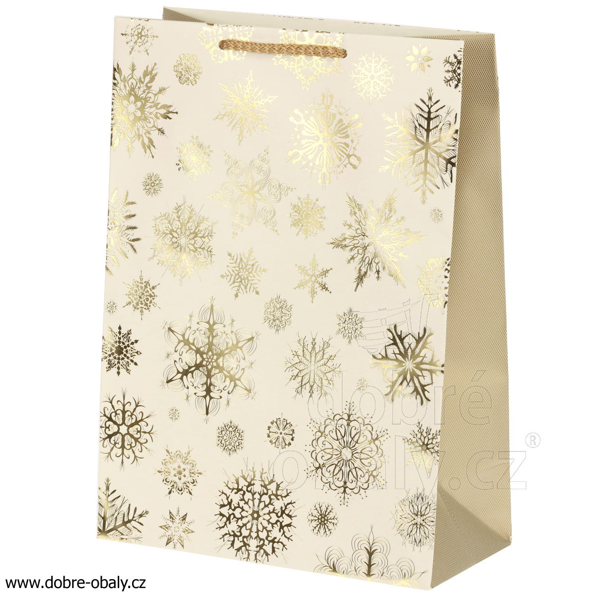 Vánoční papírová taška L LUX - KRÉMOVÁ vločky 48627, výhodné balení