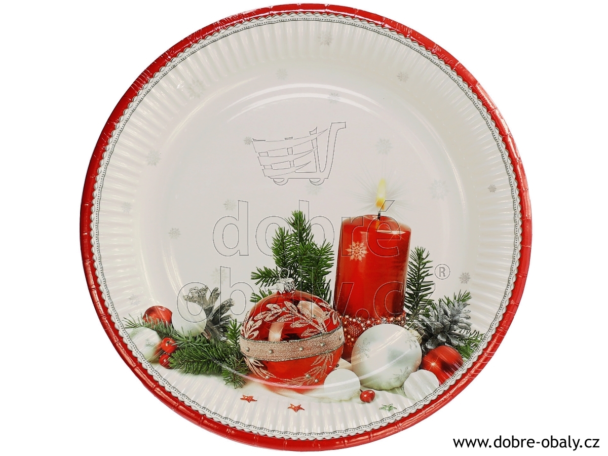 Vánoční papírové talíře 23 cm 010101, 8 ks