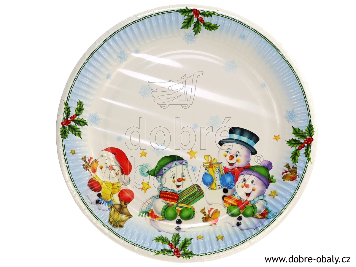 Vánoční papírové talíře 23 cm s potiskem 25370, 8 ks