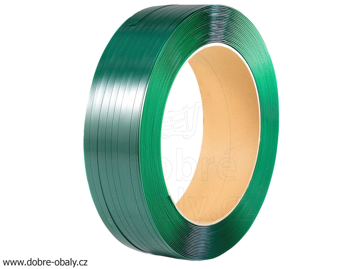 Vázací páska PET 12,5 x 0,66 / 2000 m  / dutinka 406 mm zelená