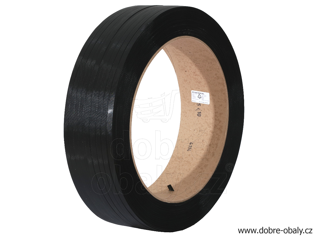 Vázací páska PP 12 x 0,8 mm / 2000 m / dutinka 406 mm černá