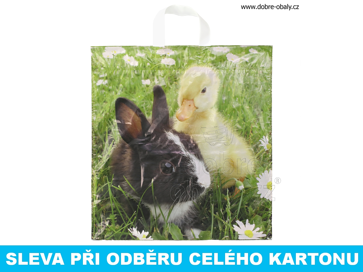 Velikonoční plastová taška kachnička s králíčkem - karton