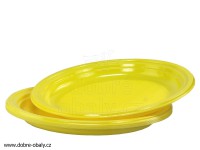 Barevné talíře plastové mělké PS 220 mm ŽLUTÉ, 10ks