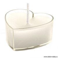 Čajové svíčky bílé SRDÍČKA Ø 4 cm, 10 ks